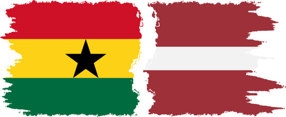 Latvia and Ghana grunge flags connection, vector