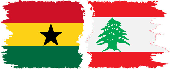 Lebanon and Ghana grunge flags connection, vector