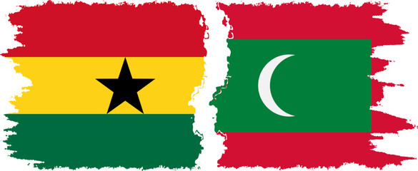 Maldives and Ghana grunge flags connection, vector