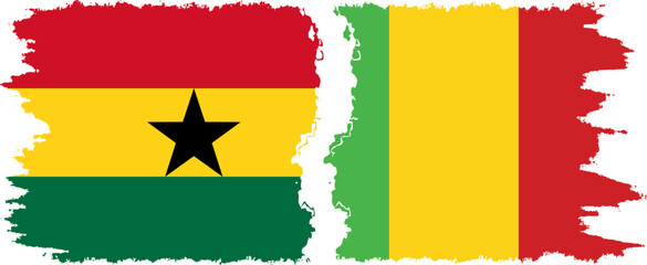 Mali and Ghana grunge flags connection, vector