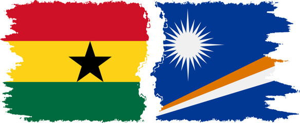 Marshall Islands and Ghana grunge flags connection, vector
