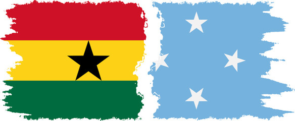 Federated States of Micronesia and Ghana grunge flags connection, vector