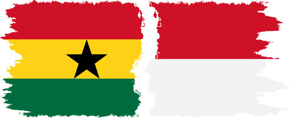 Monaco and Ghana grunge flags connection, vector
