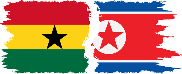 North Korea and Ghana grunge flags connection, vector