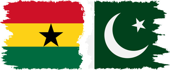 Pakistan and Ghana grunge flags connection, vector