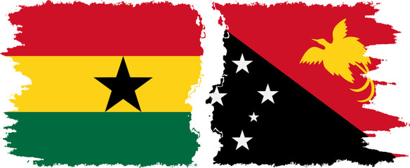 Papua New Guinea and Ghana grunge flags connection, vector
