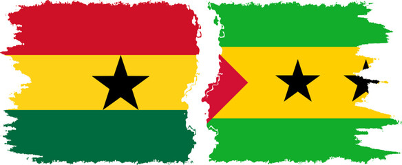 Sao Tome and Principe and Ghana grunge flags connection, vector