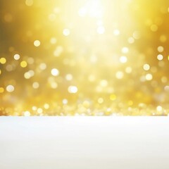 Fototapeta premium ボケライト付金色背景に白い台がある祝祭的な抽象正方形テンプレート