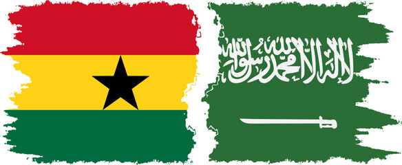 Saudi Arabia and Ghana grunge flags connection, vector