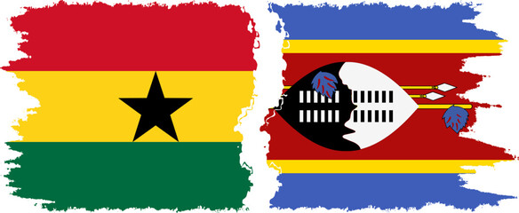 eSwatini and Ghana grunge flags connection, vector