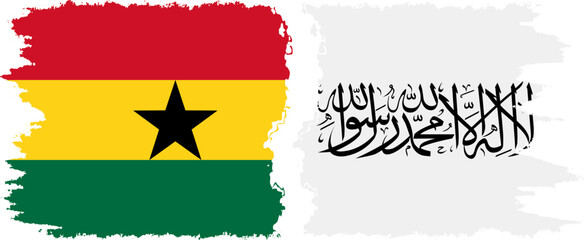 Afghanistan and Ghana grunge flags connection, vector