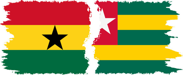 Togo and Ghana grunge flags connection, vector