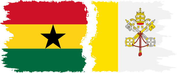 Vatican and Ghana grunge flags connection, vector