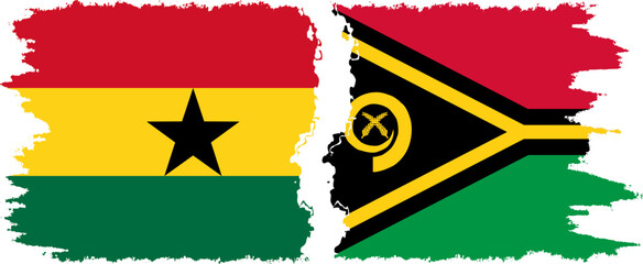Vanuatu and Ghana grunge flags connection, vector