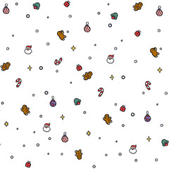 Christmas Seamless Patterns With Gingerbread men and ornaments 