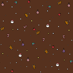 Christmas Seamless Patterns With Gingerbread men and ornaments 