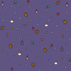 Christmas Seamless Patterns With Gingerbread men and ornaments 