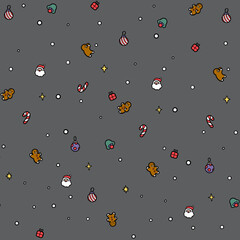 Christmas Seamless Patterns With Gingerbread men and ornaments 