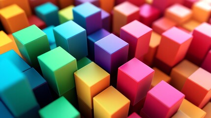 Obraz premium Abstract colorful blocks pattern, 3d render.