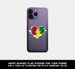 Heart-shaped Guinea flag sticker – the perfect accent for your phone! Showcase your pride and style with this vibrant patriotic design.