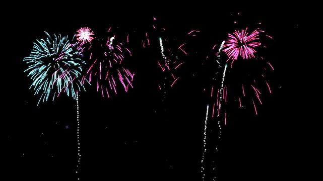 Firework display at night on sky celebration festival background