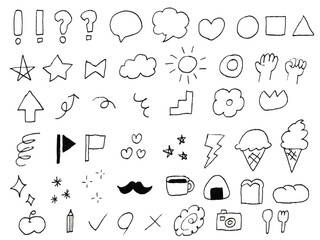 手描きあしらいセット　落書き　鉛筆