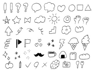 手描きあしらいセット　落書き　鉛筆