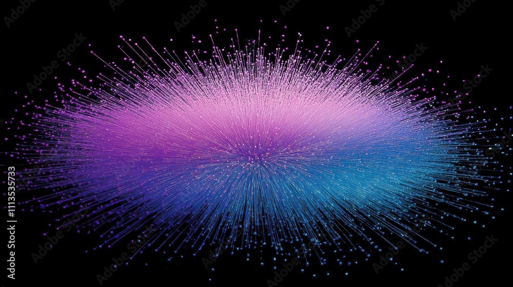 Wall mural abstract colorful explosion of light particles in dark background