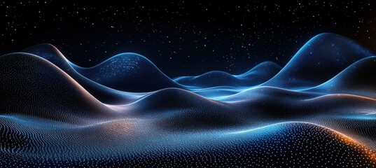 Obraz premium A blue and white image of a landscape with many hills and valleys