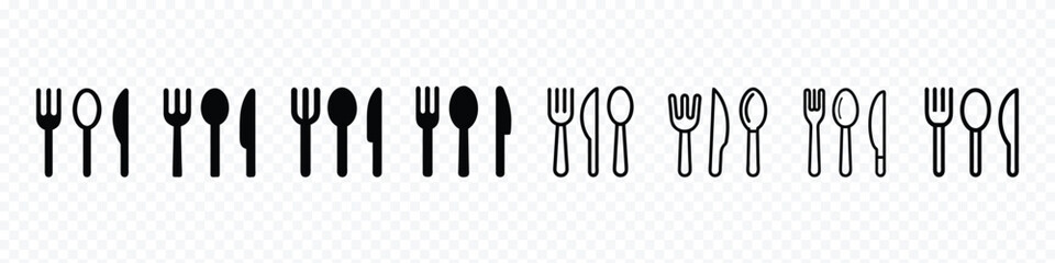 fork spoon knife, Cutlery icon. Spoon, forks, knife. restaurant business icon set, knife, fork and spoon on transparent background