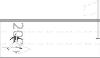 Preparing for a new career or a new business, entrepreneurial readiness, focusing on new plans, new visions and hopes, isometric businessman on the arrow of the number 2024 ready to take off
