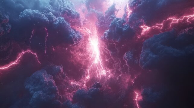 Dramatic Stormy Clouds with Electric Lightning and Vibrant Colors