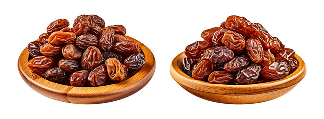 Obraz premium Dried Dates in Wooden Bowls
