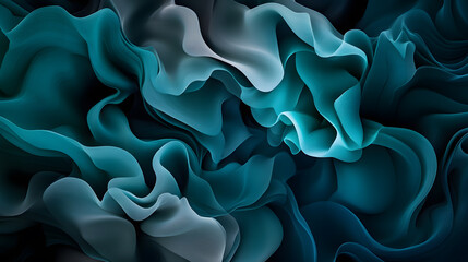 Obraz premium Dynamic teal and gray ruffled textures abstract art digital creation fluid environment artistic viewpoint visual concept