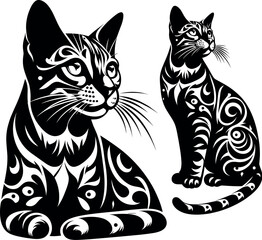 Bengal Cat Silhouette - Black Vector Cricut Design for T-Shirt Printing