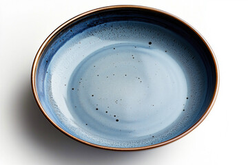 Blue and brown plate with a blue rim