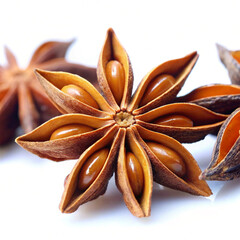 Star anise on white background
