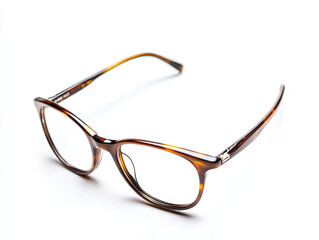 An elegant pair of eyeglasses with a sleek frame isolated on white background