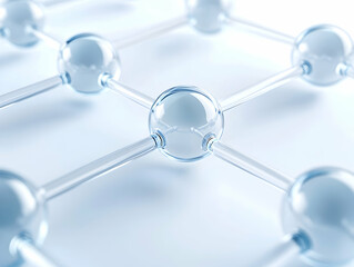 Abstract molecular structure on white background.