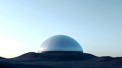 Obraz premium Futuristic dome structure on a serene landscape.