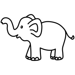 Hand drawn doodle sketch elephant style outline