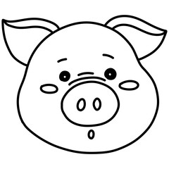 Hand drawn doodle sketch pig style outline