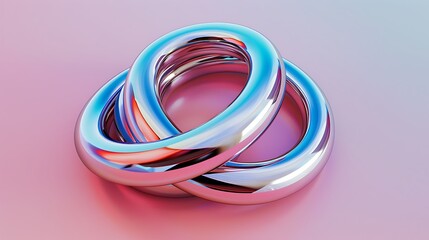 Two intertwined rings symbolizing friendship on a vibrant solid background