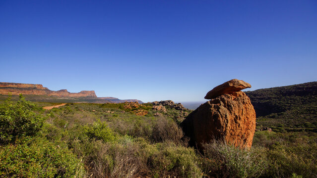 Landscape with red rocks at the foot of Gifberg, Western Cape, South Africa