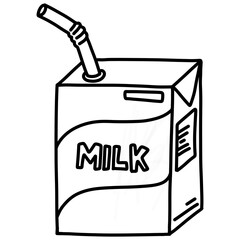 Hand drawn doodle sketch milk carton style outline