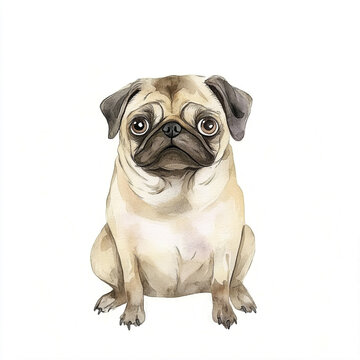recommend clip art: Adorable Pug Dog Watercolor Clip Art - Cute and Creepy Dog Illustration for Design Projects
