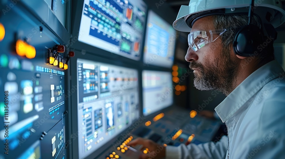 Poster Engineer Operator Using System in control room.