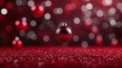 Fototapeta premium Rote schwebende Weihnachtskugel
