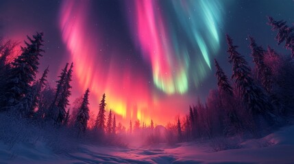 Fototapeta premium 美しいオーロラの背景