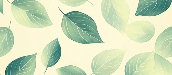 Serene Green Leaves Pattern: Botanical Illustration